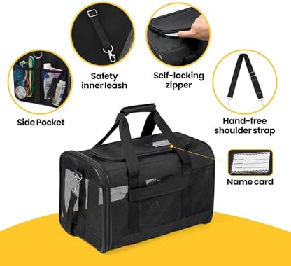 Conlun Dog Carrier Soft Sided, Large Cat Carrier,Black L