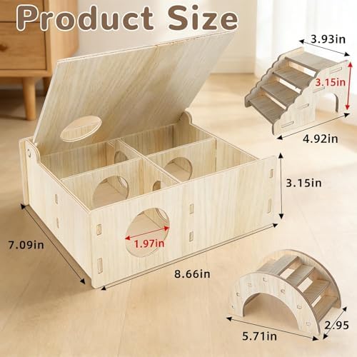 Kathson Multi-Chamber Hamster Tunnel House Maze: 2 Entrance 6 Rooms Hideout