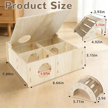 Kathson Multi-Chamber Hamster Tunnel House Maze: 2 Entrance 6 Rooms Hideout