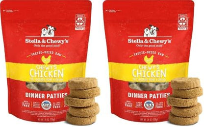 Stella & Chewy's Freeze-Dried Raw Dinner Patties - Chicken Recipe - High Protein Grain-Free Puppy & Dog Food - Perfect for Picky Eaters - 25 oz,(Pack of 2)