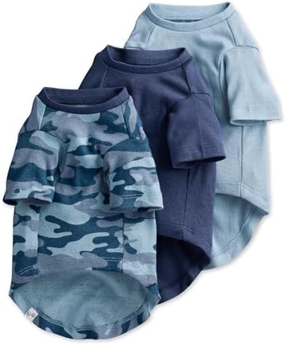 Pet Passion Toby II Dog T-Shirt, 3 Pack, Navy Camo, Medium