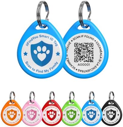 QR Code Cat Tags Personalized Small, Real-time Alerts, Blue
