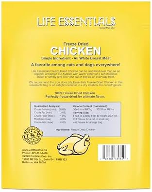 Life Essentials by Cat-Man-Doo | Freeze Dried Chicken Treats | 5oz (4pk)