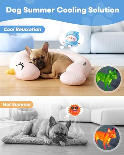 BurgeonNest Cooling Small Dog Pillow for Puppies and Cats,(Cool Pink, Large)