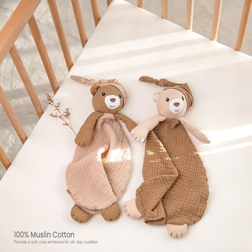 lulumoon Bear Baby Security Blanket: Skin-Friendly Muslin Snuggle Lovey