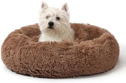 NOYAL Calming Donut Dog Bed, Hooded Cave with Blanket