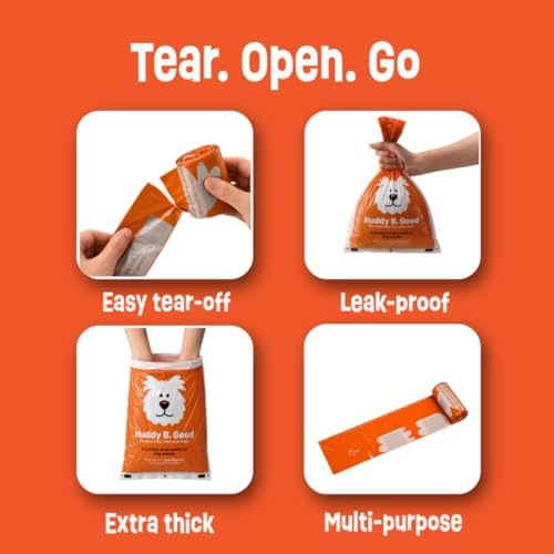 Huddy B. Good™ – New! Dog Poop Bags That Save Dogs | Supports 3 Dog Rescues | Cruelty-free Manufacture | Eco-Friendly | 85% Plant-Based Material | Extra Large & Leak-Proof | Unscented | 120 Count
