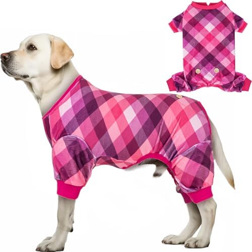 KYEESE Velvet Dog Pajamas for Large Dogs Soft Plaid Onesie Daily Wear