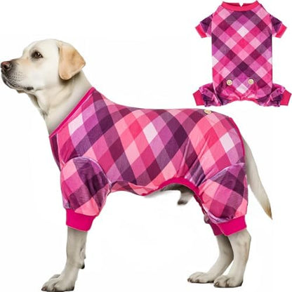 KYEESE Velvet Dog Pajamas for Large Dogs Soft Plaid Onesie Daily Wear