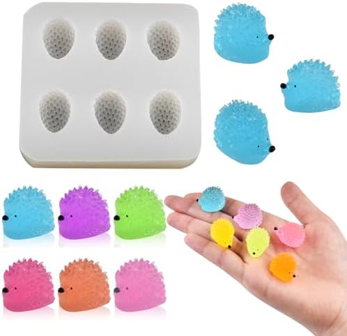 Cute Tiny Hedgehog Figurines Silicone Mold Micro Dollhouse Animal Epoxy Casting Mold for DIY Resin Art Fairy Garden Miniatures Landscape Crafts Decor(6-Cavity)