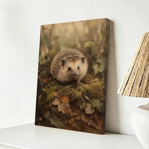 Hedgehog Canvas Wall Art 12x16 Inch, Framed Wall Art for Living Room