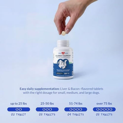 Allergy Relief for Dogs 120 Tablets - Itch, Skin & Immune Support