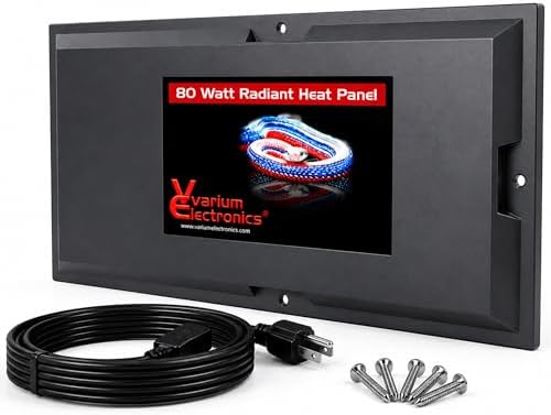Radiant Heat Panels Made in USA 80W–Premium Reptile Heater Mounts Easily with Included Screws Reptile Heat Panel, Snake Heater, Bearded Dragon, Gecko and Hermit Crab Accessories