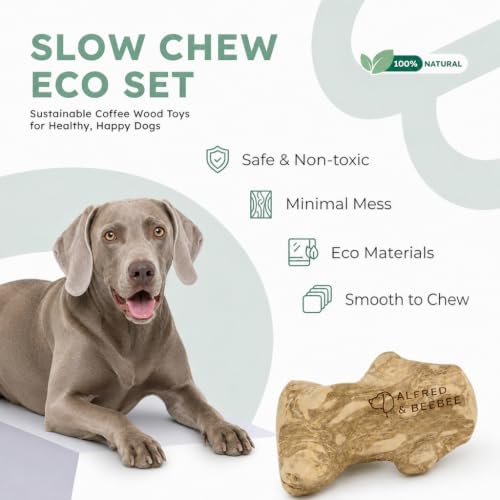 Natural Coffee Wood Slow Chew Dog Toys, 4 Pack, L-XL