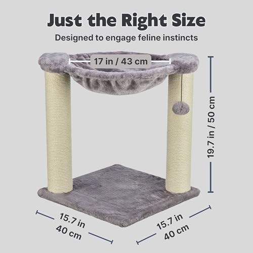 TRIXIE Baza 19.7-in Sisal Cat Tree with Plush Hammock and Toy, Gray