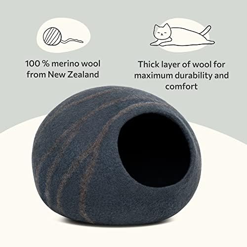 MEOWFIA Cat Cave - Merino Wool Bed for Indoor Cats (Slate Gray, Medium)