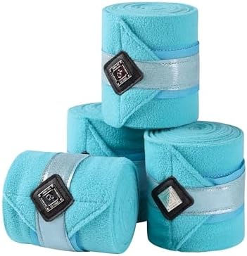 Horse Polo Wraps Upgrade with Bling Leg Wraps for Horses 4-Pack Fleece Leg Wraps Stable Supplies-Sky Blue M