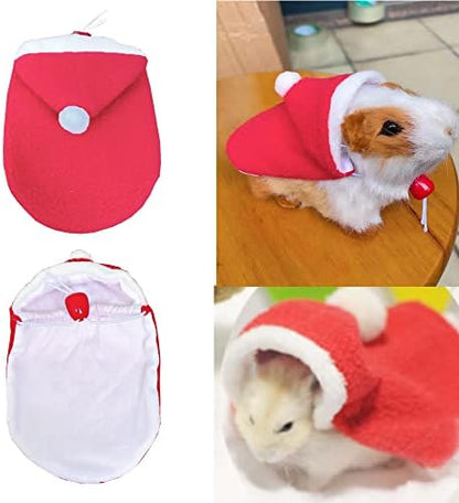 Guinea Pig Costume Christmas Hamster Outfit Warm Kitten Cape Red Ferret Cloak Santa Claus Small Pet Clothes for Hedgehog Squirrel Chinchilla Rats Gerbil Sugar Glider(X-S)…