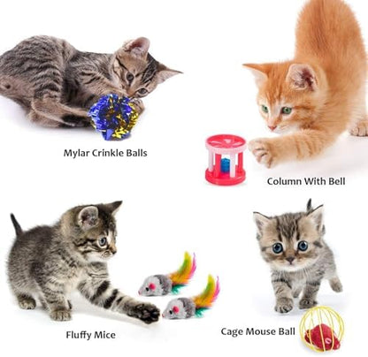 AILUKI 35PCS Cat Toys Variety Pack for Indoor Cats, Kitten Toys Cat Tunnel