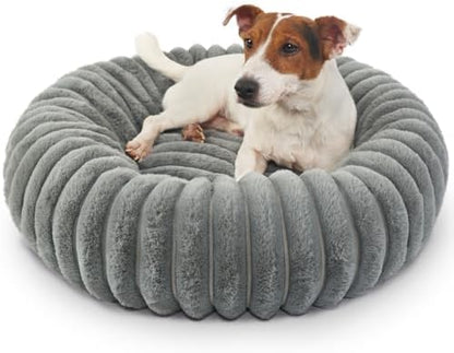 Dog Beds Small Sized Dog Washable Calming Anti-Anxiety Donut Puppy Bed for Small Dogs and Cats,Cozy Soft Anti-Slip Round Large Cat Bed 23 Inch Fits up to 20 lbs Pets,Warm Grey