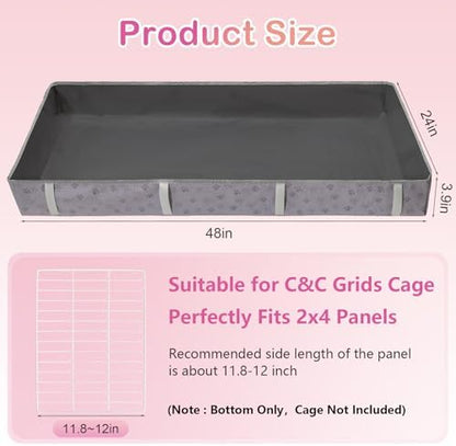 FunFurry Waterproof Guinea Pig Cage Liner,Washable Tarp Bottom Base,Cage Liners for Small Animals,Hamster Chinchilla Hedgehog Ferret Rabbit. (Dark Grey-Paw, 24" X 48")