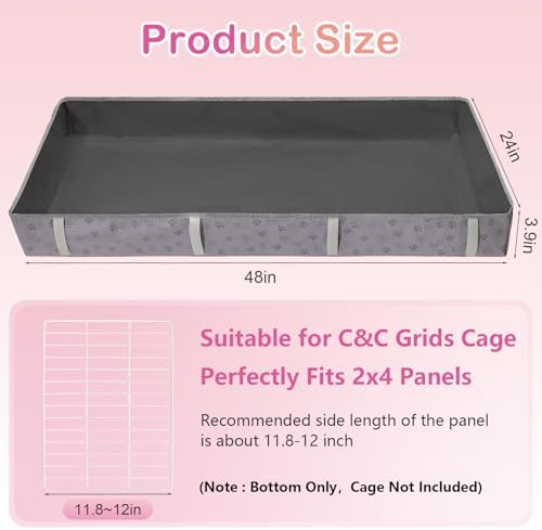 FunFurry Waterproof Guinea Pig Cage Liner,Washable Tarp Bottom Base,Cage Liners for Small Animals,Hamster Chinchilla Hedgehog Ferret Rabbit. (Dark Grey-Paw, 24" X 48")