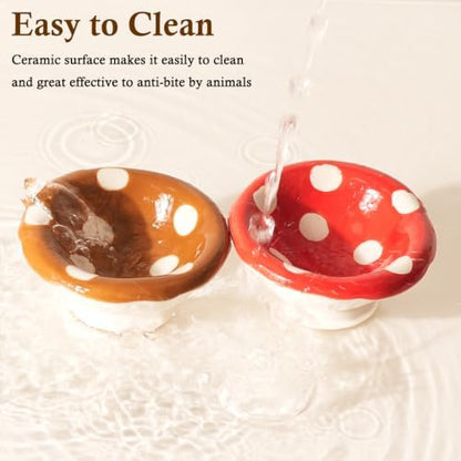 2 Pack Ceramic Hamster Food Bowl Anti-Tip Chew-Proof Water Dish