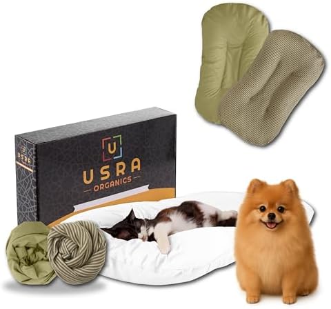 USRA 100% Cotton Orthopedic Pet Bed Gift Set with 2 Covers 28"x20" Dog Cat Recovery Pillow Hypoallergenic Natural Oeko-TEX Certified
