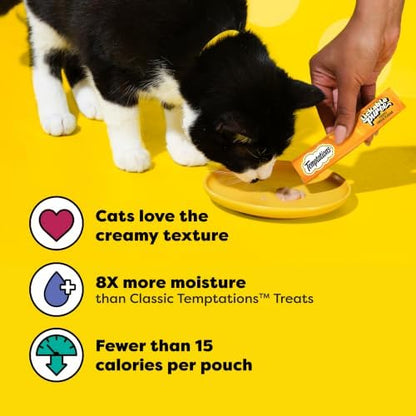 Temptations Creamy Puree Lickable Cat Treats, Cheese, 16 Count