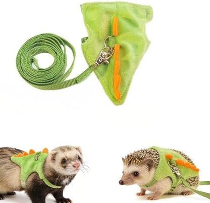 Small Animal Harness and Leash Set, Adjustable Escape Proof Ferret Harness Vest for Adult Ferret, Meerkat, King Squirrel & Fancy Rat, Soft Comfortable Pet Walking Harness with Leash