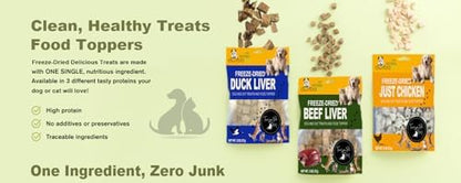 Freeze-Dried Duck & Chicken Balanced Raw Bites - Dog & Cat Treats Food Topper - Perfect for Picky Eaters - Grain-Free, Protein Rich Recipe (2.0 oz, Duck & Chicken Balanced Mix)