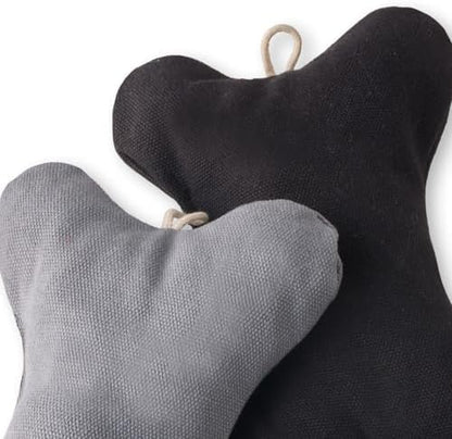 Pet Passion 2-Pack Stuffed Bones Dog Toys Durable Cotton Canvas with Coconut Fill for All Pet Breeds, Gray Ombre, One Size