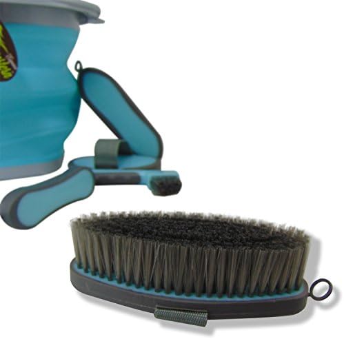 Collapsible Grooming Kit 10 Liter Bucket and 5 Grooming Tools - By Southwestern Equine - Turquoise