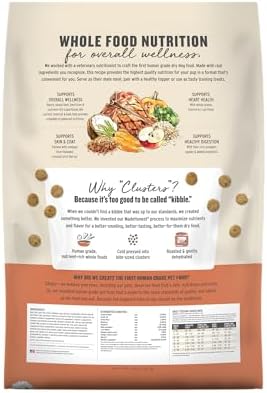 The Honest Kitchen Whole Grain Beef, Oat & Superfoods Whole Food Clusters, Vet Crafted Human Grade Dry Dog Food, Healthy Nutrition for Skin, Coat, Digestion & Healthy Weight, 20 lb Bag
