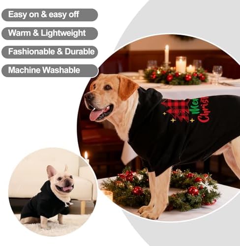 EXPAWLORER Dog Hoodies for Small Medium Large Dogs,Christmas Theme Black L