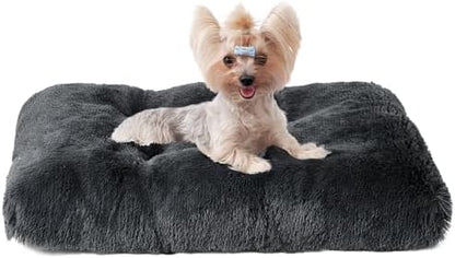 EHEYCIGA Fluffy Dog Crate Bed for Small Dogs, Plush Crate Pad, Dark Grey