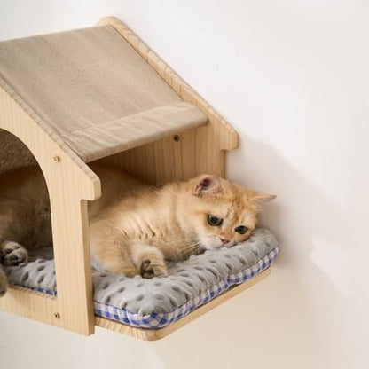 SHENGOCASE 2-Pack Natural Wood Cat Wall House Bed