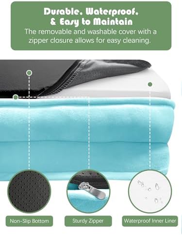 Spotted Play Orthopedic Dog Bed with Sides - Sofa Beds for Large Dogs, Supportive Foam Pet Couch Bed with Washable Removable Cover, Waterproof Lining and Non-Slip Bottom, Ice Blue - L-Plus