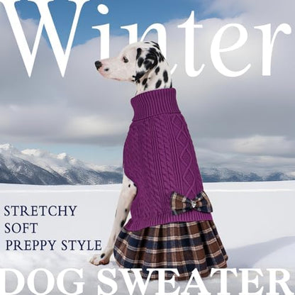 KYEESE Dog Sweater Dress for Medium Large Dogs Turtleneck Thick Knit