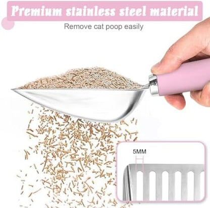 Cat Litter Scoop - Stainless Steel Metal Cat Litter Scoop-Sturdy Mesh Scooper - Mesh Shovel-Easy to Clean - Suitable for Cat Litter Box -Pink