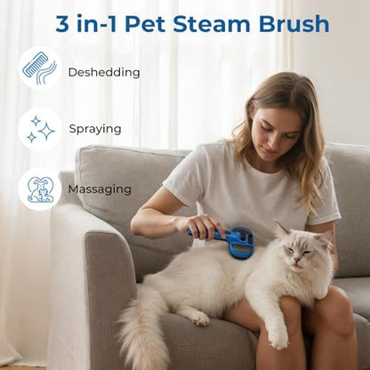 Pecute Self-Cleaning Steam Dog Cat Brush for Heavy Shedding/Long Coats Blue