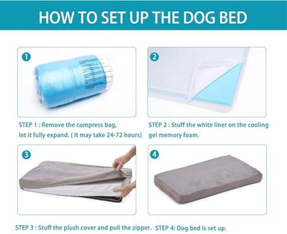 Orthopedic Memory Foam Bed for Large Dogs, Waterproof Cooling Pet Mats for Crate with Removable Washable Cover,Ideal for Arthritic Dogs (Large plus-36"x 27" x 3", Short Plush)