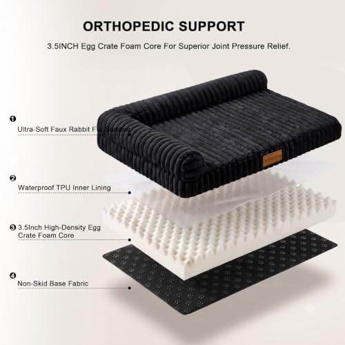 Orthopedic Medium Dog Bed Furry Pet Bed, Washable Cover 30''X20''
