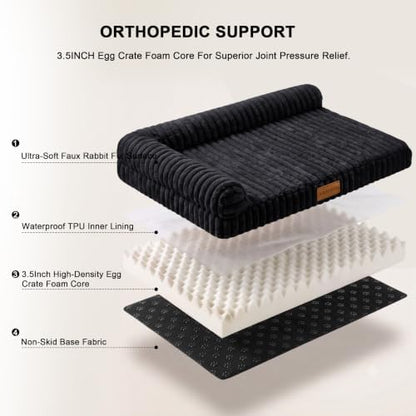 Orthopedic Medium Dog Bed Furry Pet Bed, Washable Cover 30''X20''