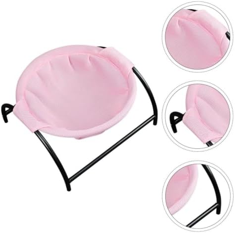 Beaupretty Cat Hammock Bed with Stable Support, Four Iron Legs, Pink Mesh
