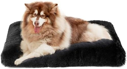 EHEYCIGA Fluffy Dog Crate Bed, Plush XX Large Dog Pillow, Black
