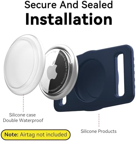 GOCII for Airtag Dog Collar Holder 2 Pack,Waterproof Dog Collar Holder for Apple AirTag(Gen 1 & 2),Silicone Air Tags Case for Dog Collars(Navy&Black)