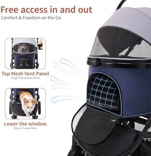 3-in-1 Dog Stroller for Small and Medium-Sized Dogs up to 33 lbs