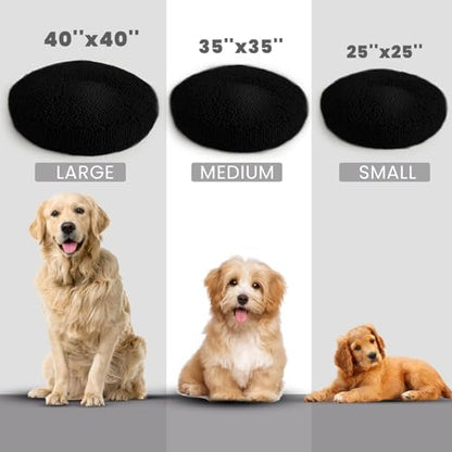 Muddy Mat® Cloud K-9 Bed for Dogs & Cats, Soft & Relaxing Donut Dog Bed, Chenille Material, Removable Cover, Washable & Dryer Safe–Black Small(25'x25')