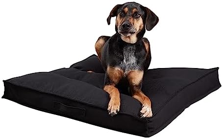 Happy Hounds Milo Square Tufted Pillow Dog Bed, Black, Medium (32" x 32")